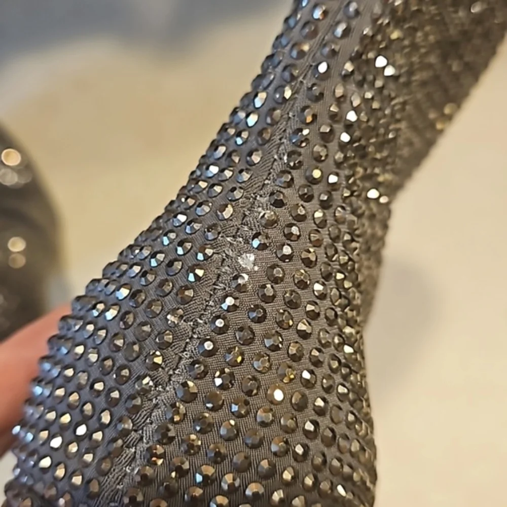 NEW! ZARA Embellished Rhinestone Heeled Ankle Boots 36=6.